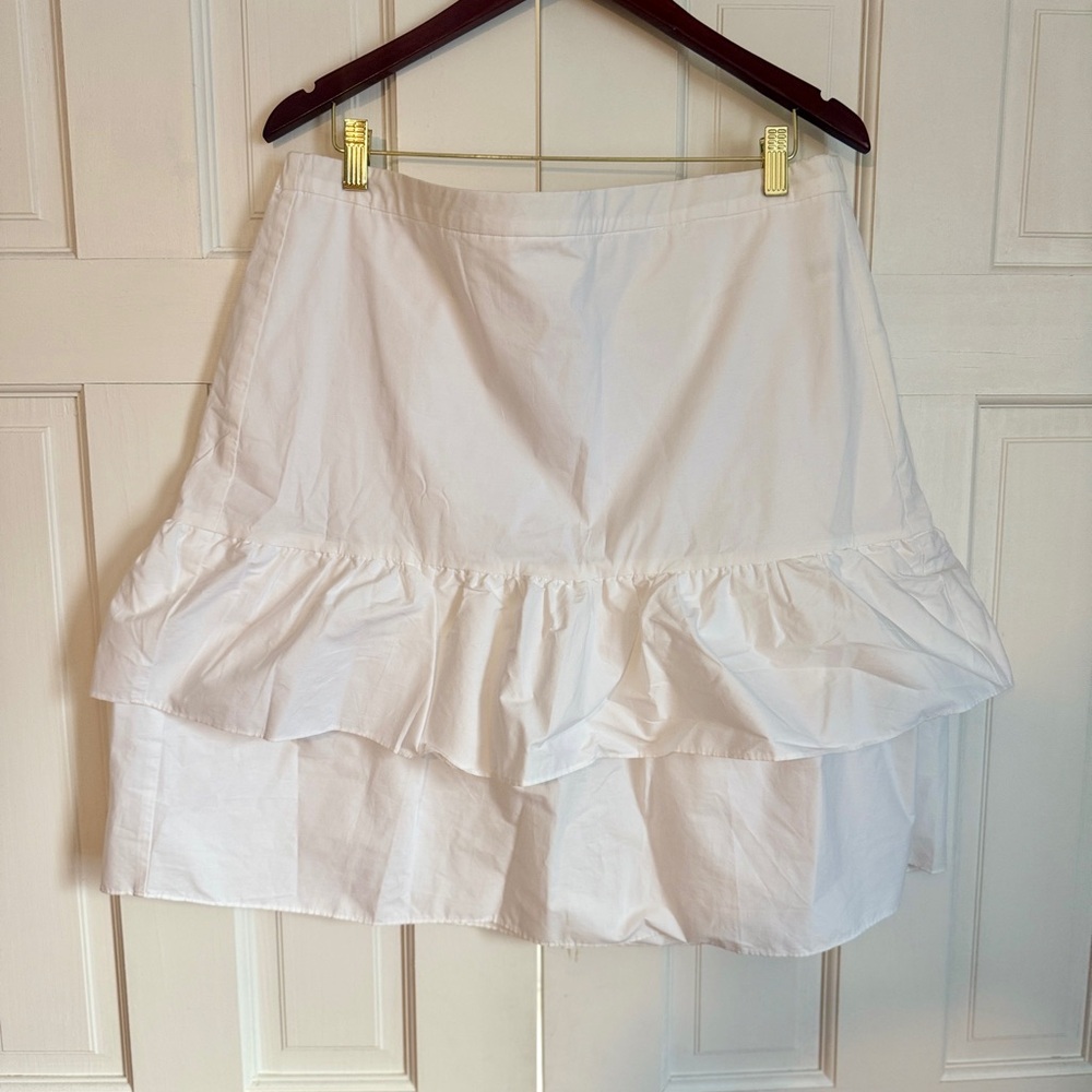 J. Crew White Ruffled Skirt
